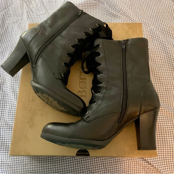 Born “Fleming” LaceUp 2.5” Block Heel Women’s Leather Boots 6.5M - Picture 5 of 16